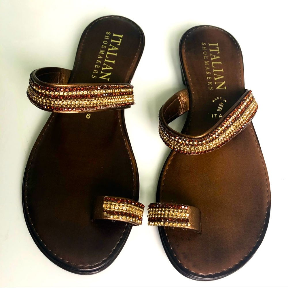 NWOB - Italian Shoemakers Brown Beaded Sandals